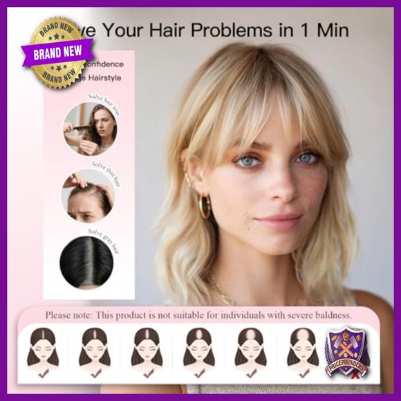 14 Inch Human Hair Topper for Thinning Hair, Swiss Lace Base, 3 Clips main image 4